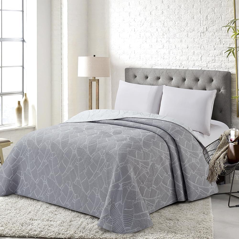 Cotton artean - colcha bouti araquil gris poliéster - jacquard color gris cama de 135
