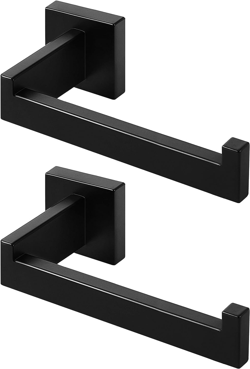 Czarny uchwyt na papier toaletowy, uchwyt na papier toaletowy ze stali nierdzewnej do łazienki i kuchni (kwadratowy), 2 sztuki w opakowaniu