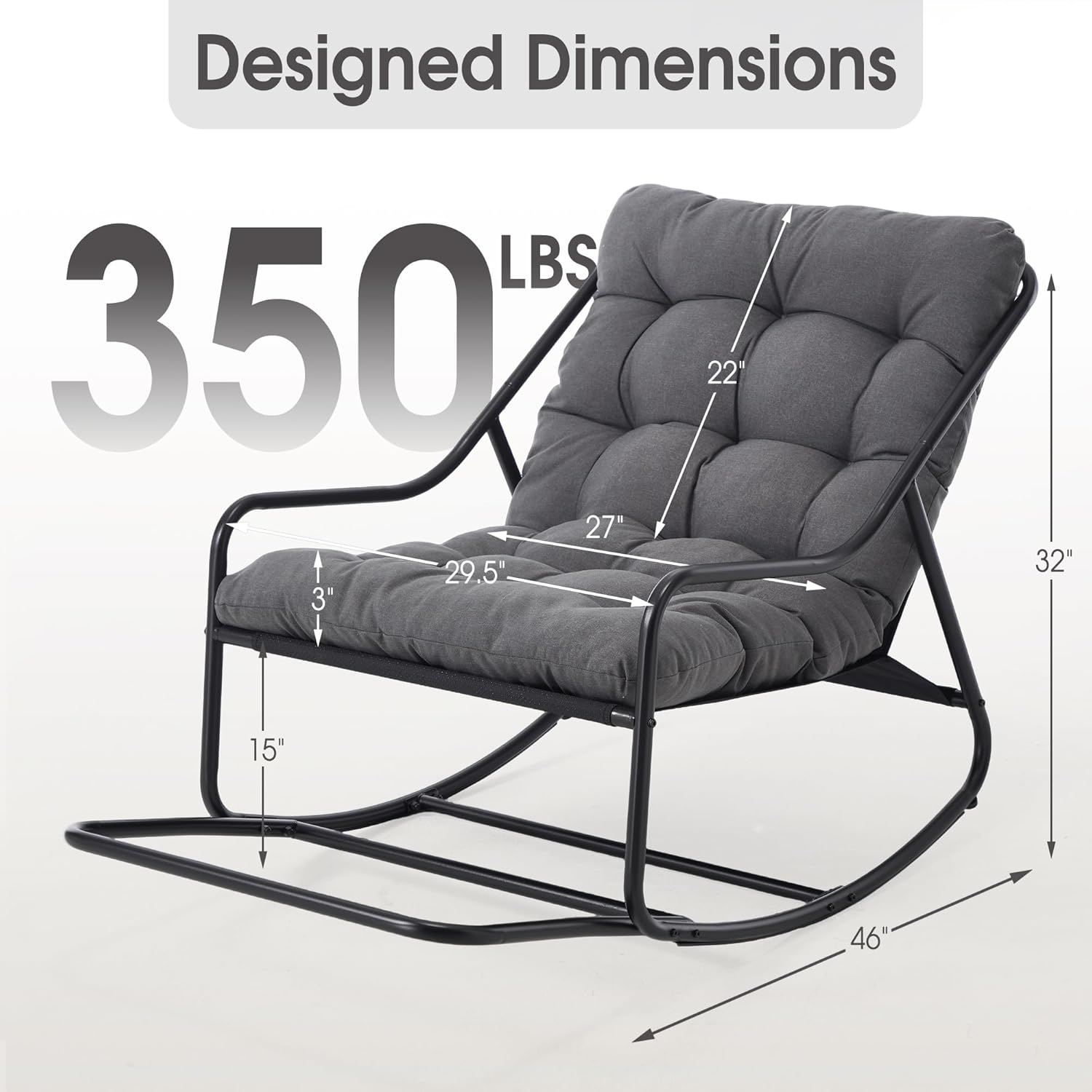 Rocking Chair Relax à Bascule avec Repose-Pieds, Coussin Velours Doux, Structure Acier Durable, Parfait pour Salon, Chambre ou Terrasse - 2