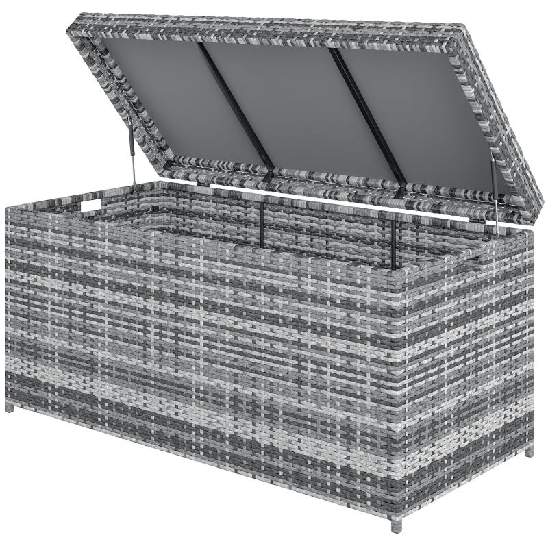 Coffre de rangement en rotin 380L résistant aux intempéries avec ...