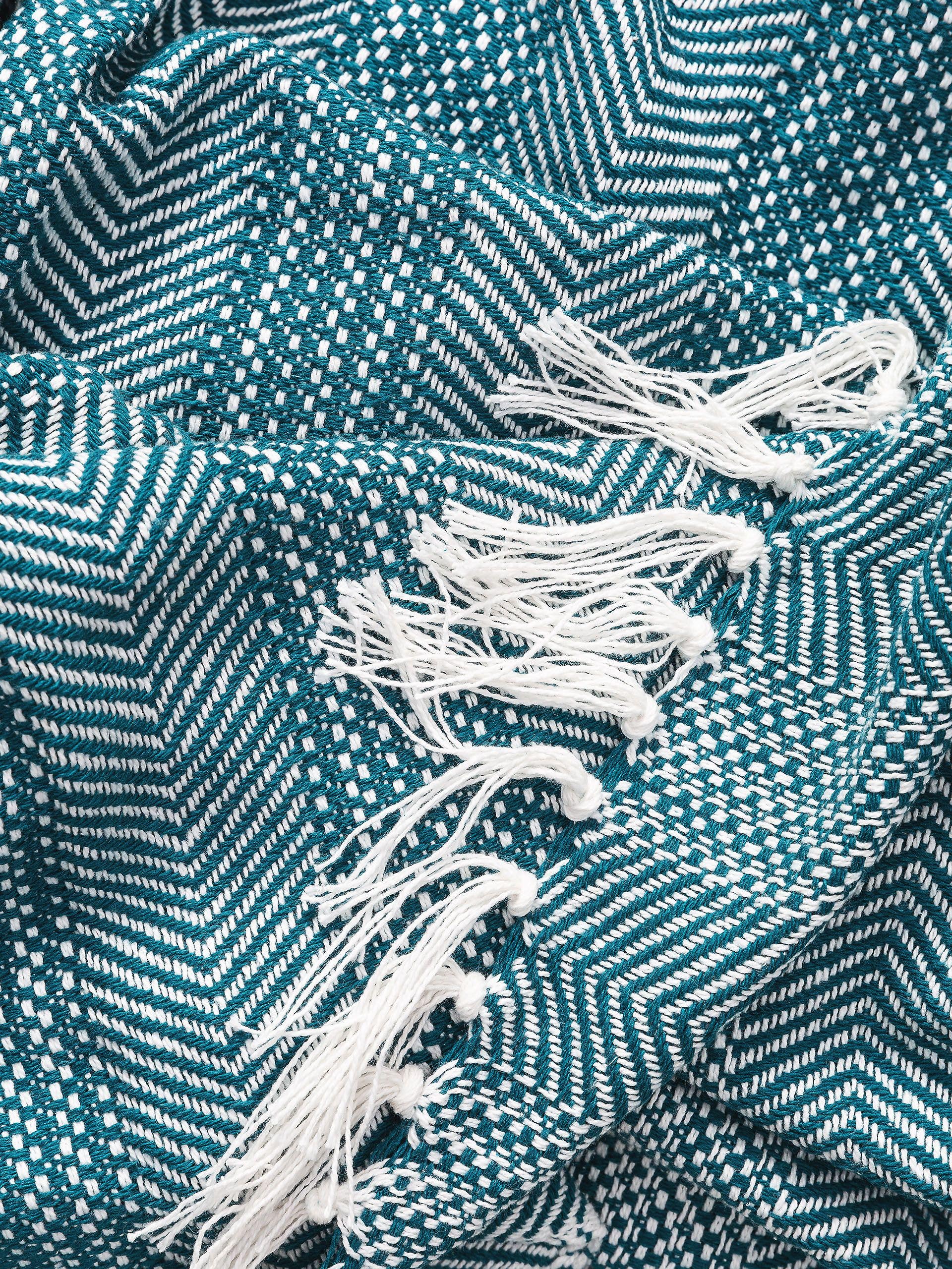 BENUTA - Plaid en coton Alisea bleu 125x150 cm - 5