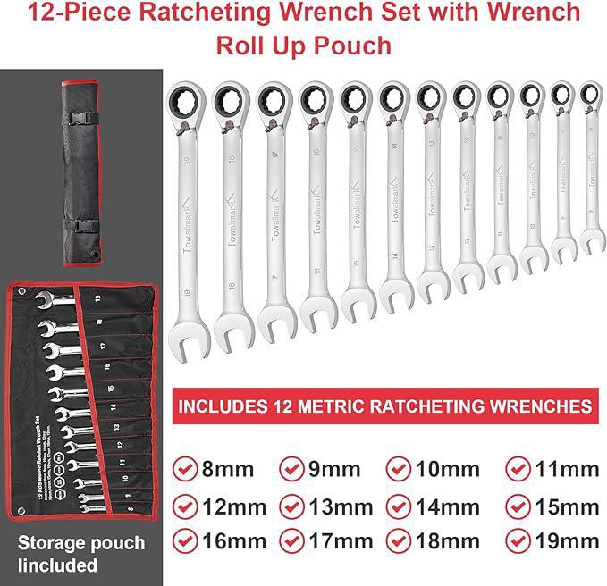 Jeu de 14 clés mixtes à double usage Jeu de 14 clés à cliquet à double usage - 2
