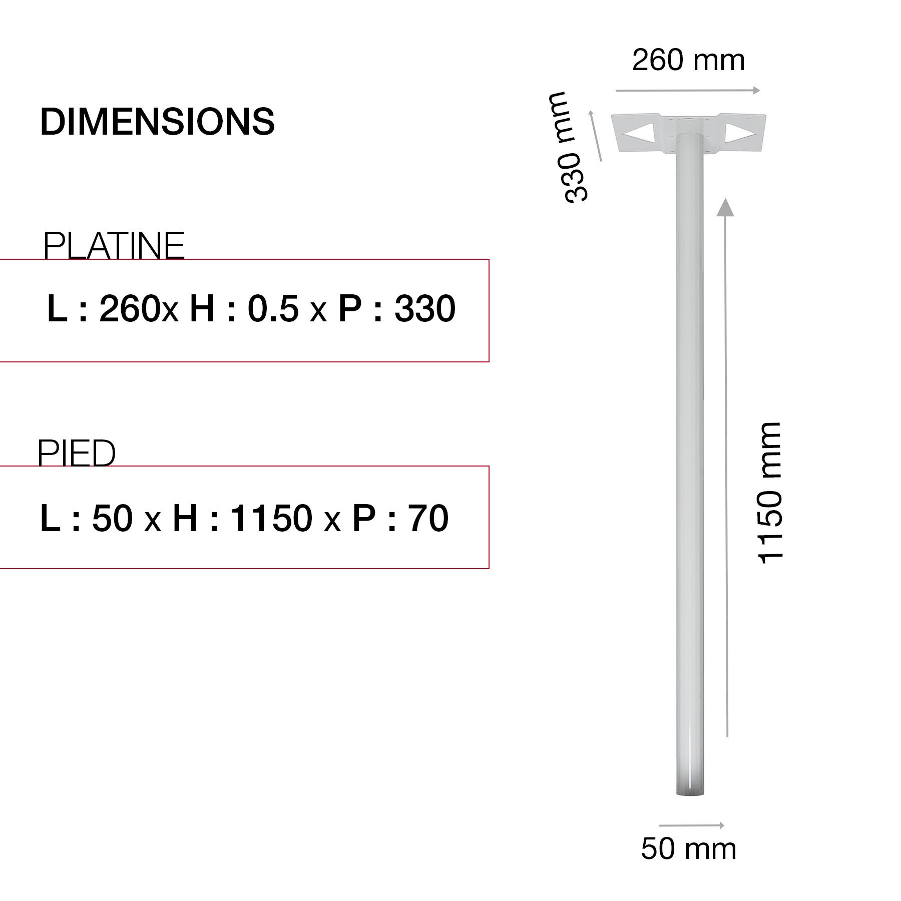 Pied elliptique Blanc crème RAL 9010M - 6