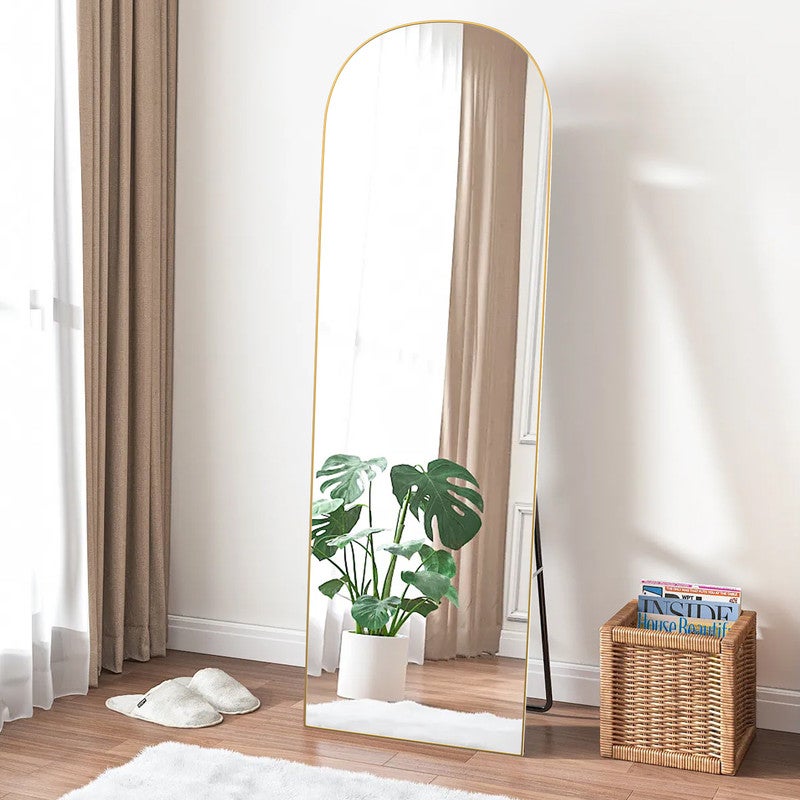 Espejo de cuerpo entero 162 x 52 cm,RATTANTREE espejo arqueado, espejo de pie con soporte,espejo de cuerpo entero arqueado Dorado,pie o inclinable - 8