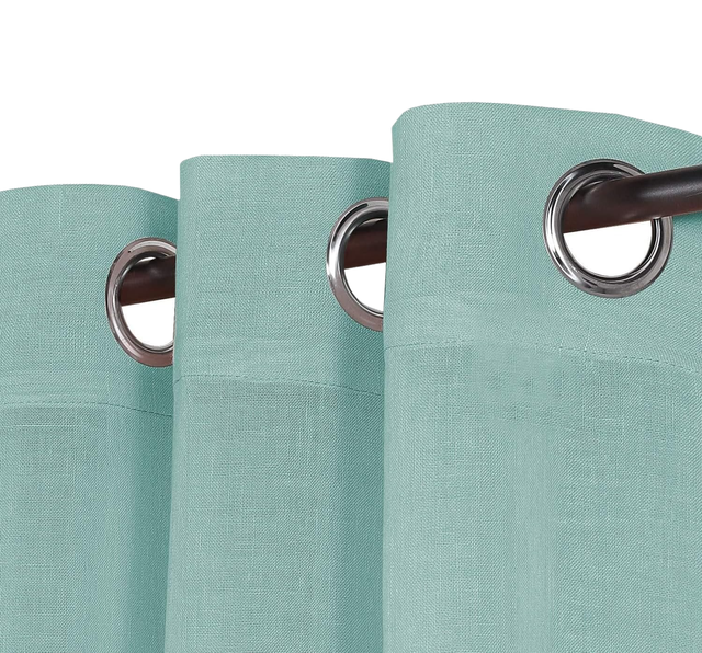 Półprzezroczyste lniane zasłony, przepuszczające światło zasłony do salonu, 2 panele (132 x 213 cm), Ocean Mist