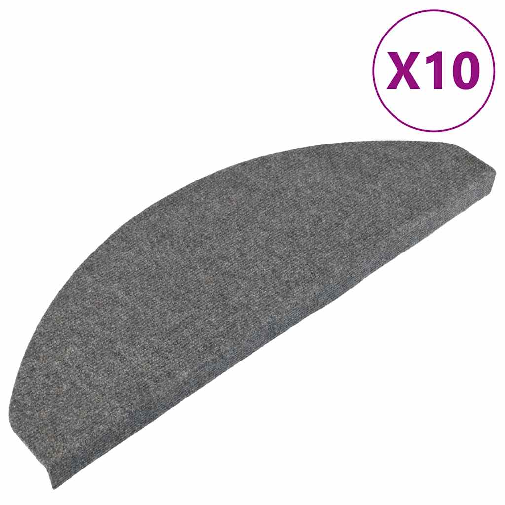 vidaXL Tapis d'escalier auto-adhésifs 10 pcs gris 65x22,5x3,5 cm - 2