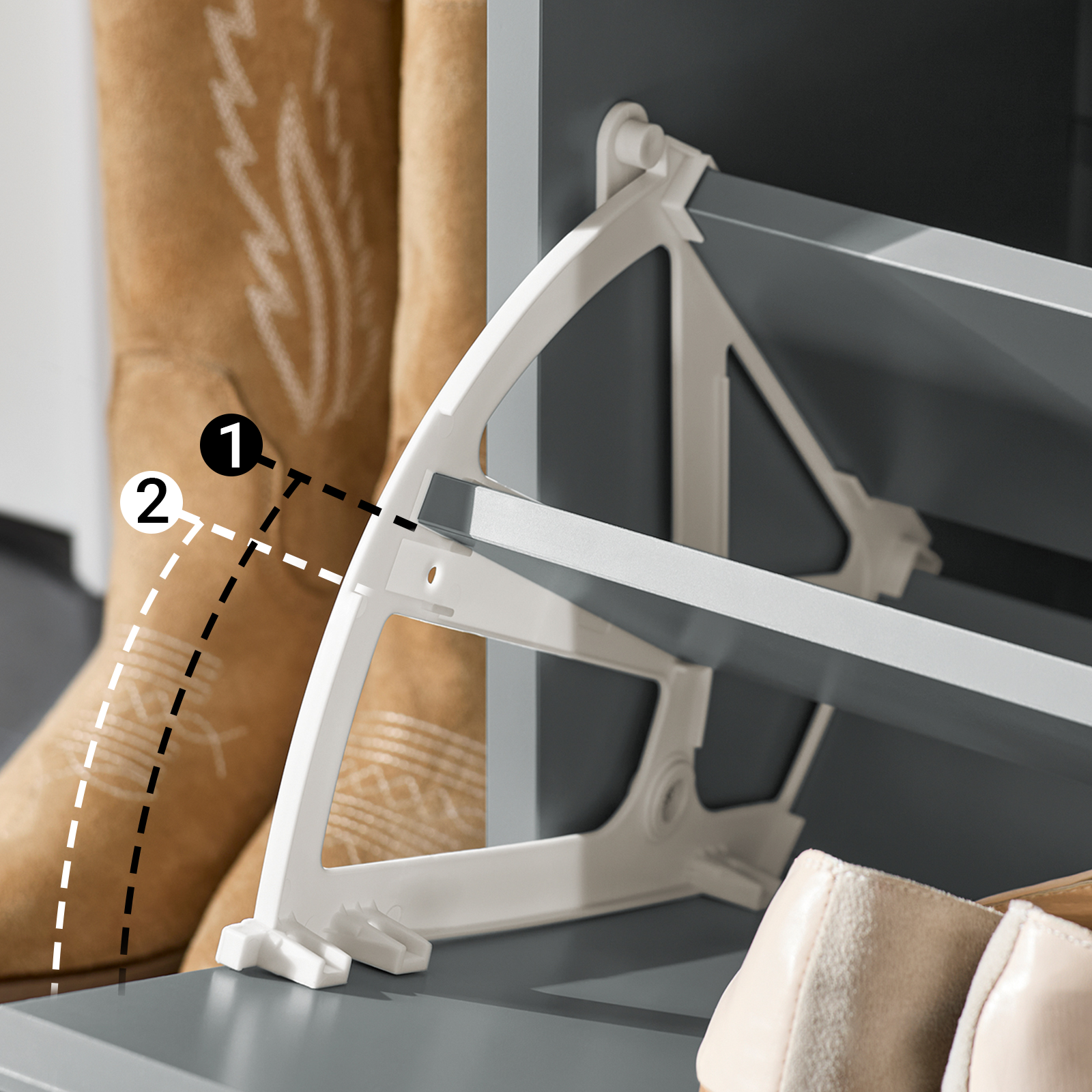 SoBuy Banc à Chaussures, Meuble à Chaussures, Meuble d'entrée, Assise Coussin Rembourré et Abattant, Gris, FSR98-L-HG - 8