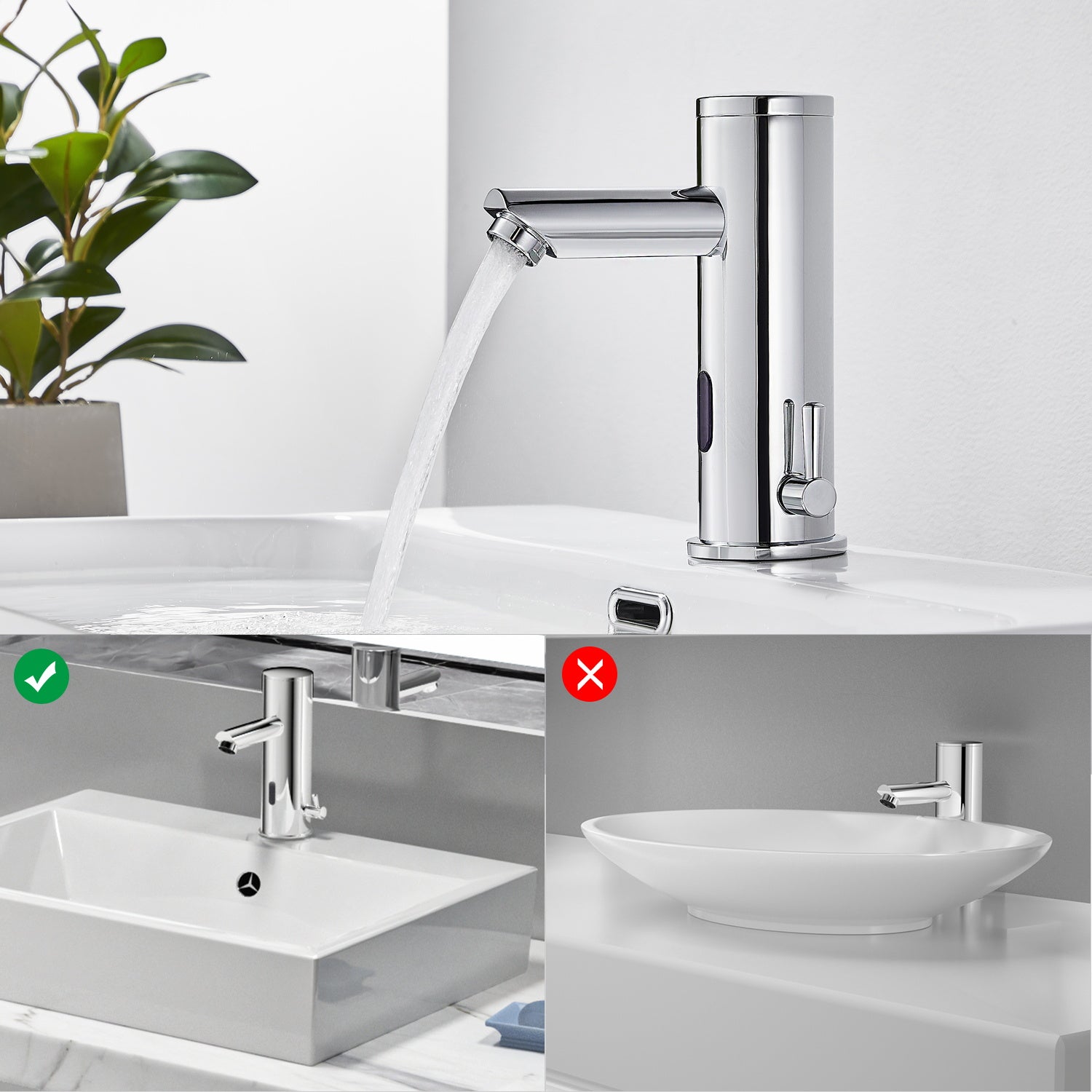Mitigeur de lavabo à capteur noir infrarouge Automatique Mélangeur à induction Robinet de salle