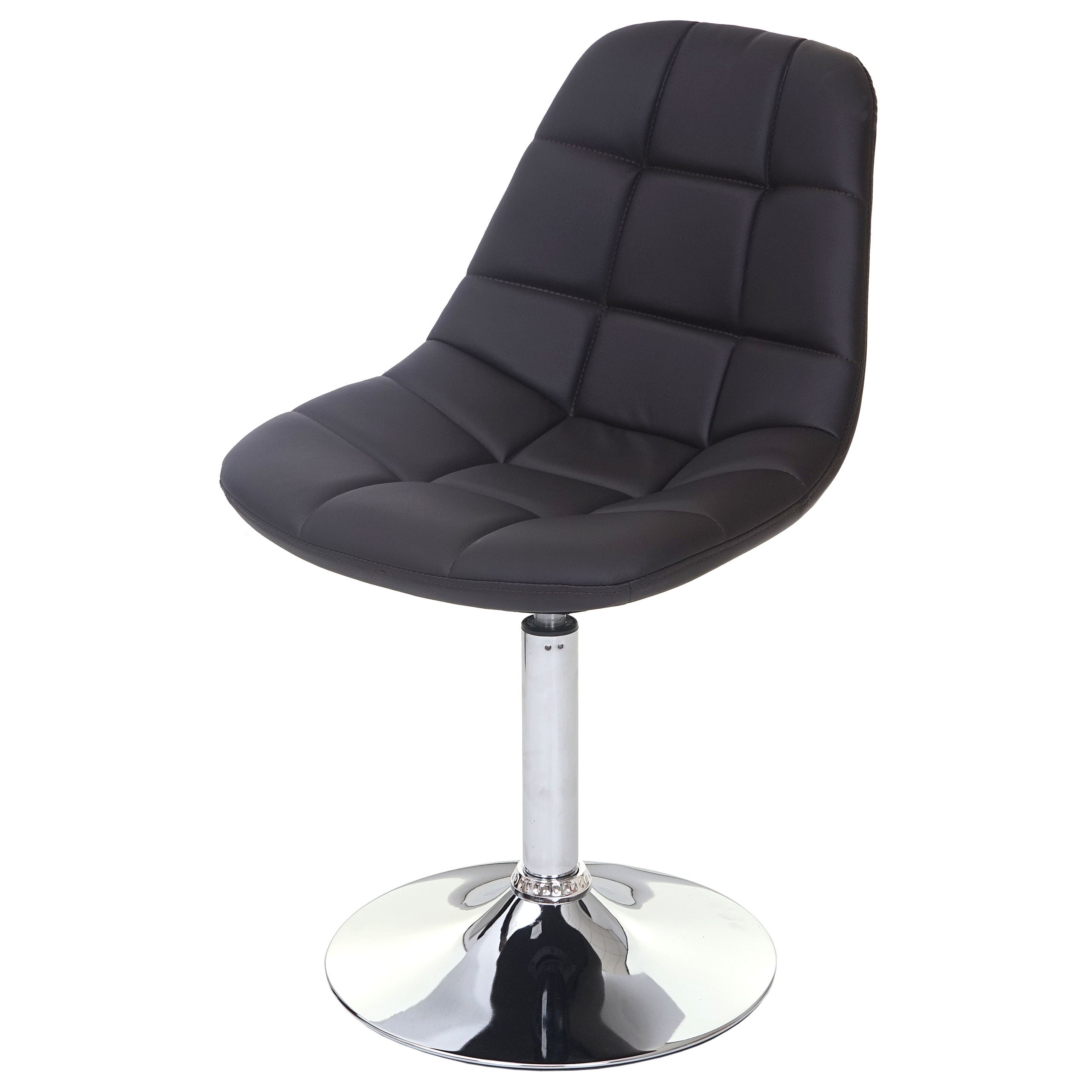 Krzesło do jadalni HWC-A60, krzesło obrotowe, retro 50s design ~ brązowa sztuczna skóra, chromowana podstawa