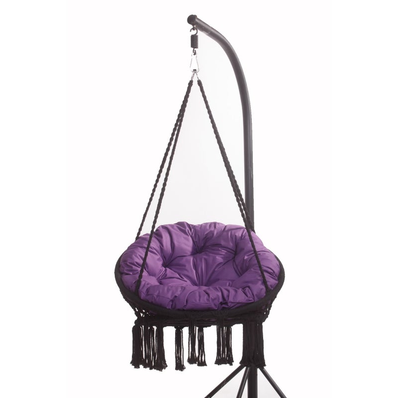 PODUSZKA OGRODOWA NA FOTEL WISZĄCY BOCIANIE GNIAZDO 90x90 CM FIOLETOWA PODUCHA NA HUŚTAWKĘ PODUSZKA NA KOKON PODUSZKA NA KRZESŁO DWUSTRONNA