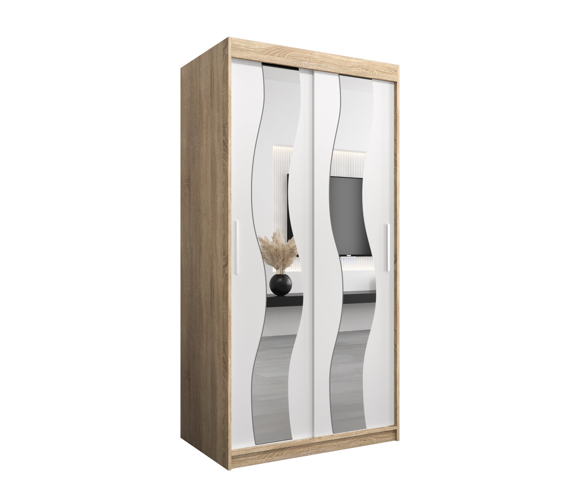 Szafa przesuwna garderoba SEWILLA 100 x 62 x 200 cm Sonoma + Biały - Abiks Meble