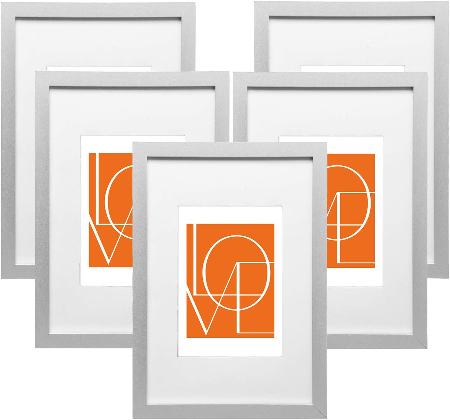 WOLTU Cadre Photo Lot de 5 pièces Argent 13x18cm Cadre en MDF Design ...