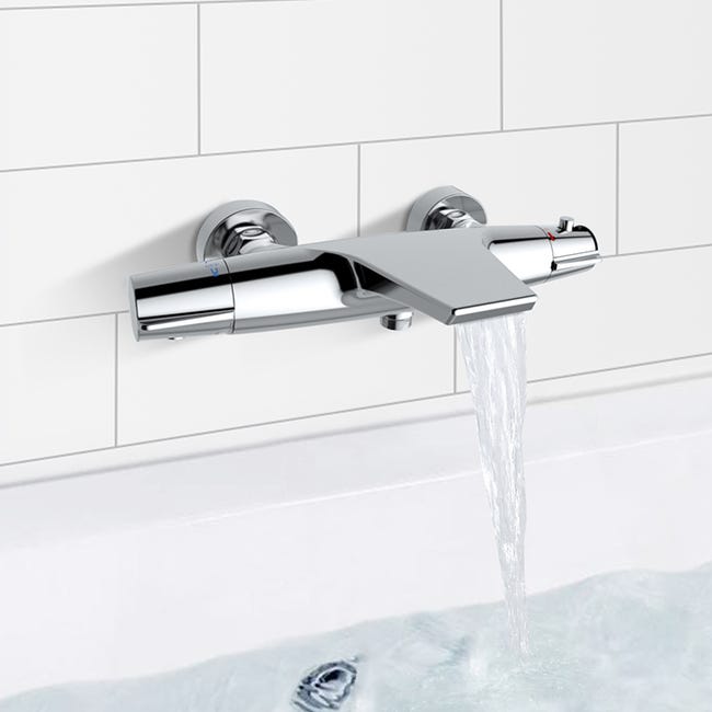 Rubinetto Vasca A Cascada Nero HOMELODY - Con Doccetta, Ottone, Monocomando, G1/2 - Foto 2