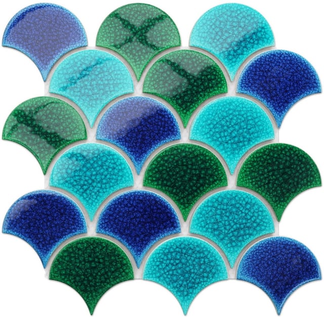 Mosaico su rete per bagno e cucina in ceramica Blue Wave - 28,5 x 29,0 cm