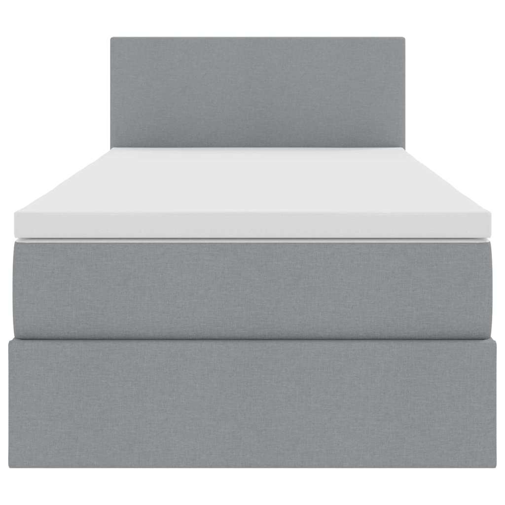 Lit avec rangement et matelas gris clair 90 x 190 cm velours - 7