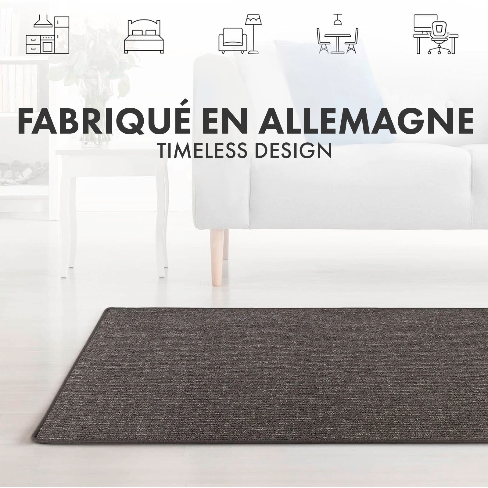 Tapis pour espaces de vie Alto, bouclé plat, Anthracite, 80 x 150 - 3