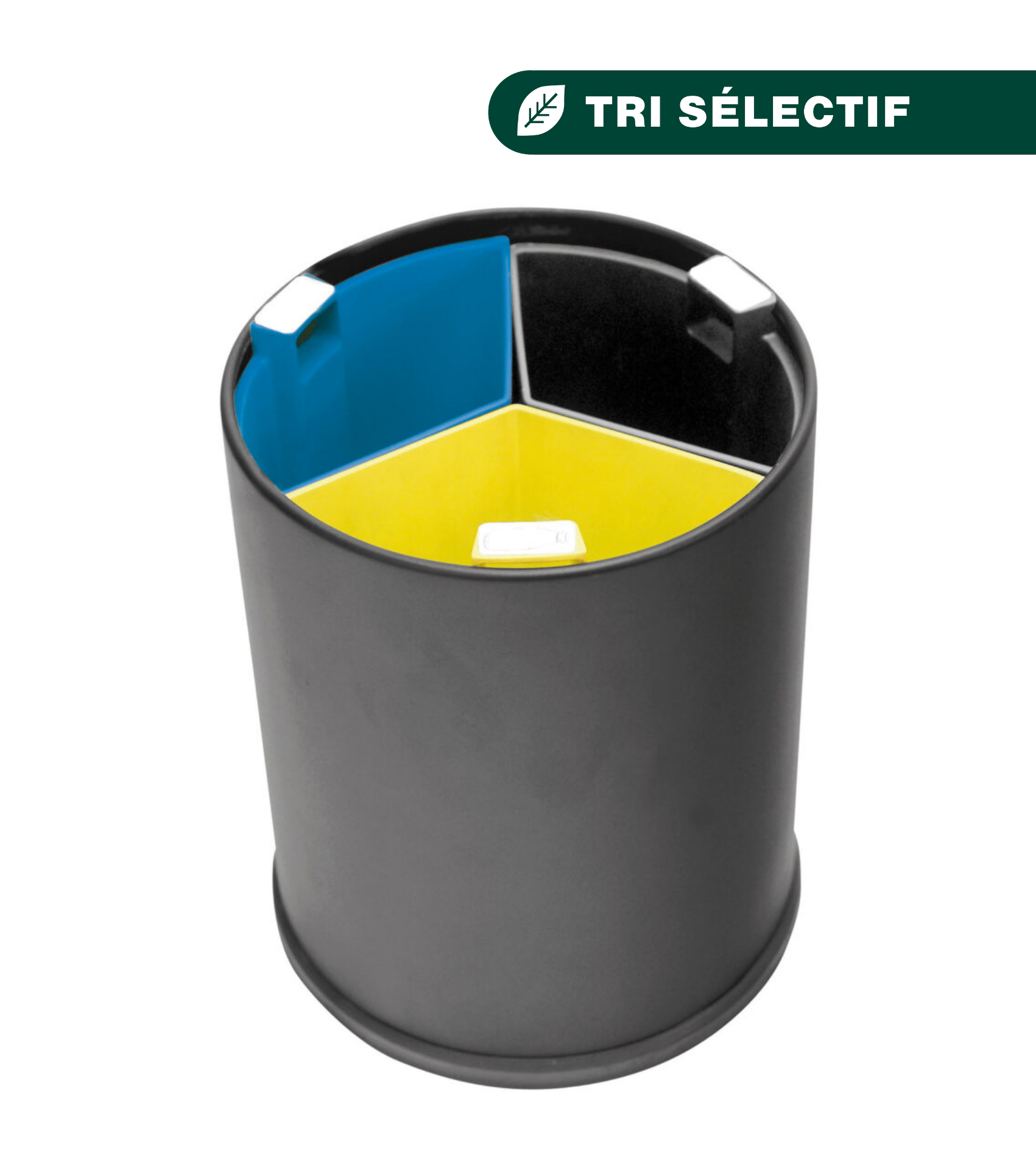 JVD - Corbeille de tri noire 13L 3 bacs colorés - Matériel ...