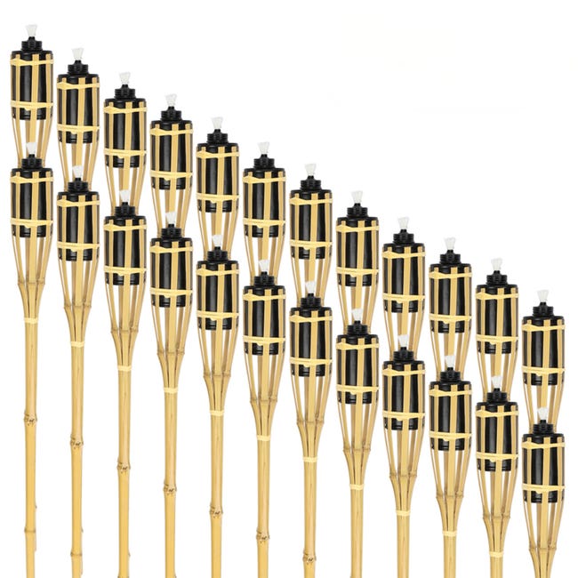 24pcs torches de jardin torche de jardin en bambou 90cm lampe torche en ...
