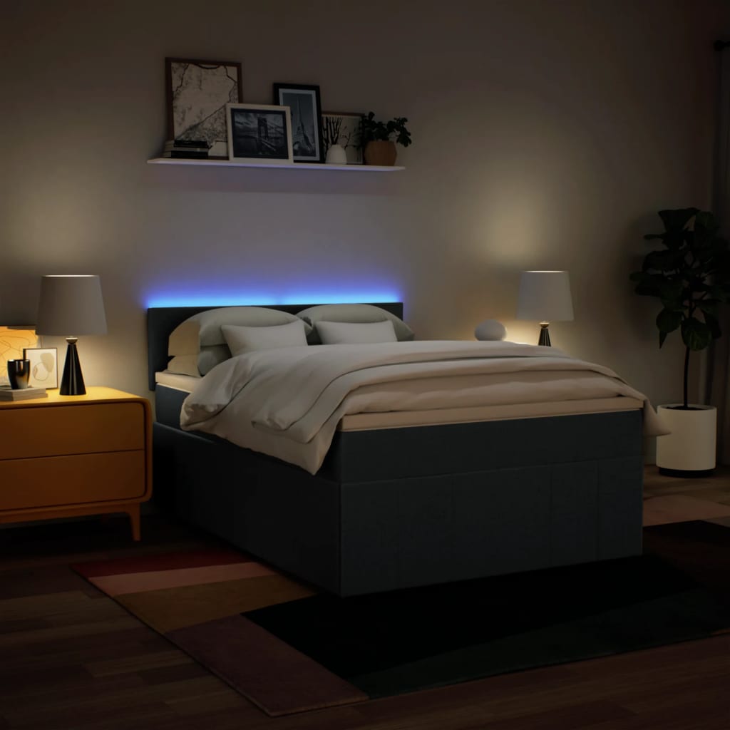 Sommier à lattes de lit avec matelas Bleu 160x200 cm Tissu — COMFORTXL - 5