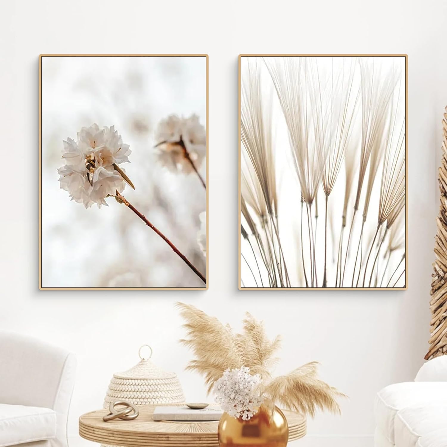 Conjunto de 3 pósteres modernos de estilo bohemio con motivos de hierba de la Pampa, decoración para salón, dormitorio, arte de pared, sin marco (40 - 4