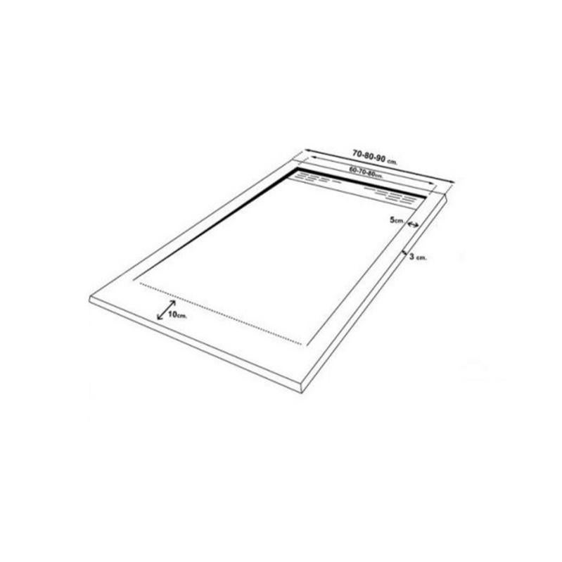 Piatto doccia in Marmoresina griglia laterale. Tutto massa. effetto pietra Bianco, 70X170 Ral 9003 - 3