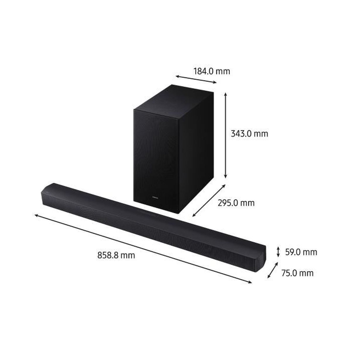 Barre de son Samsung B-Series HW-B66CF 3.1 Bluetooth 4.2 caisson sans fil 370 W noir - 5