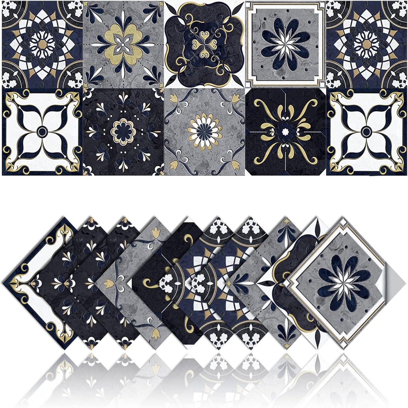 40 Stickers Carrelage Mural - 10x10 Cm, Autocollants étanches, Déco Facile (Set 6 Motifs)