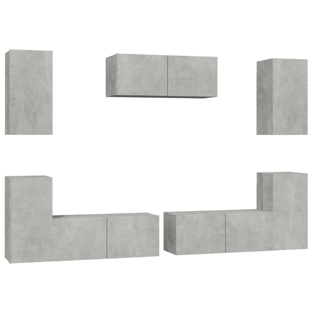 Ensemble de meubles TV 8 pcs Gris béton Bois d'ingénierie vidaXL | Leroy Merlin
