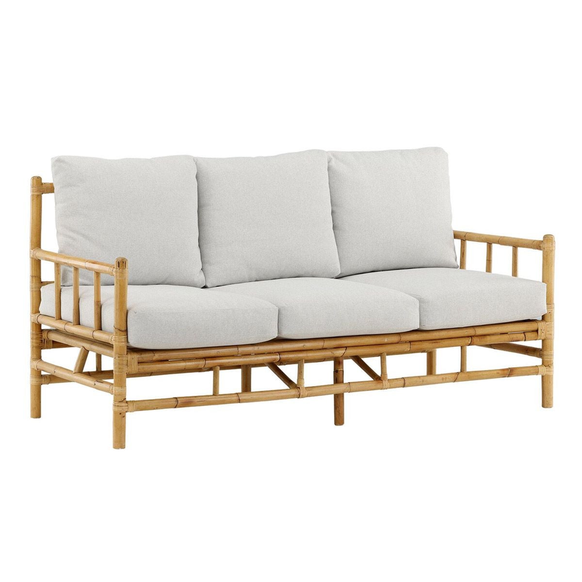Cane sofa ogrodowa z poduszka ogrodowa 3 osób naturalny.