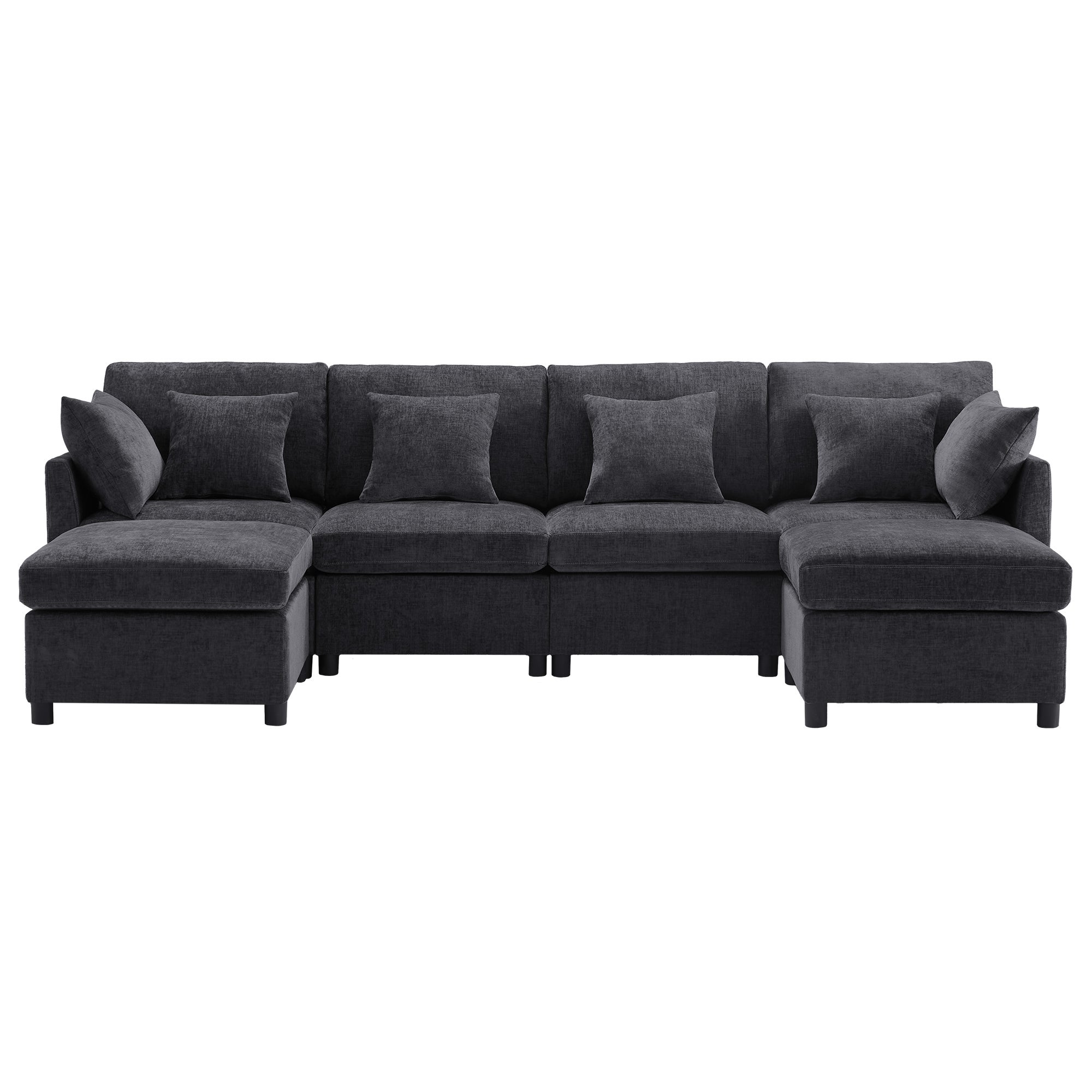 Nowoczesna narożna sofa w kształcie litery L - Z wyjmowanym podnóżkiem - 4-osobowa - szara - 3