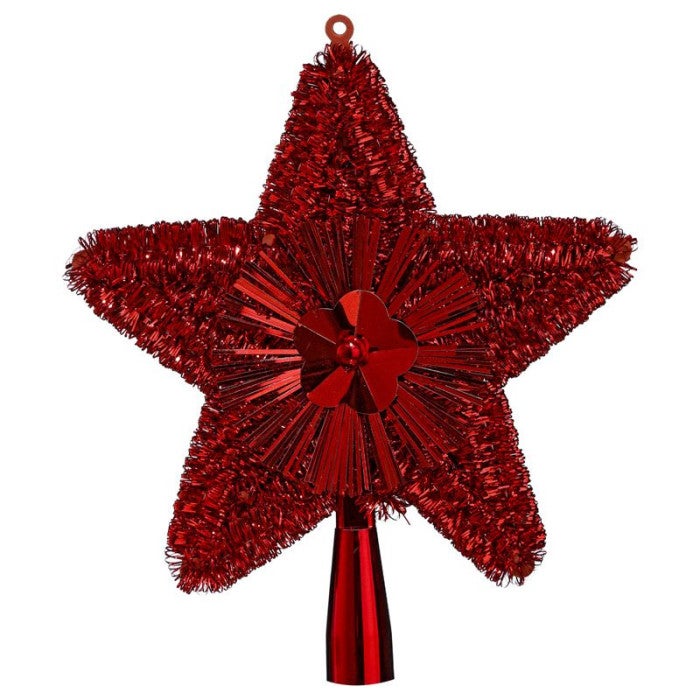 Cimier Sapin Noël Flocon Neige - Étoile Lumineuse LED - 20 Lumières - Piles AA - Taille S 23x18cm