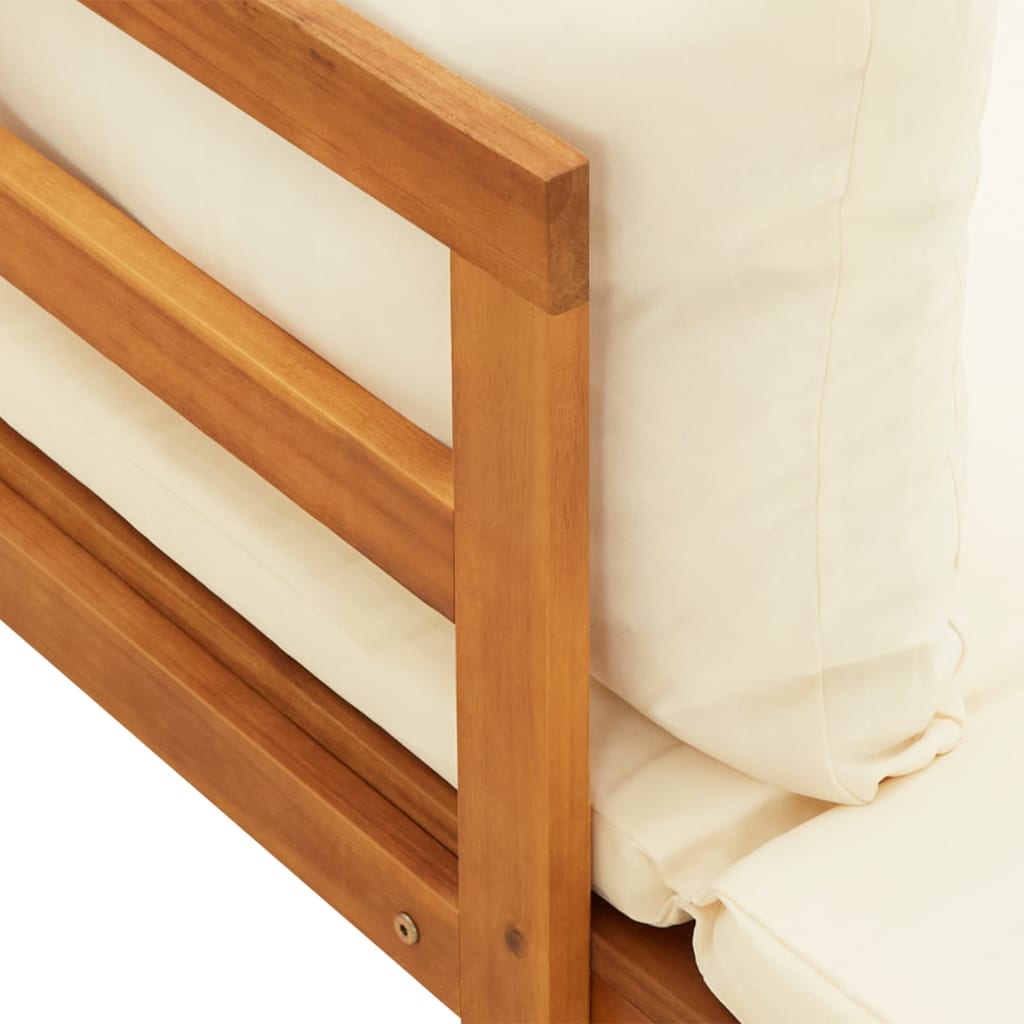 Maison Exclusive - Salon de jardin 3 pcs avec coussins blanc crème Bois d'acacia - 8