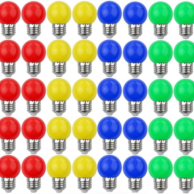 Kolorowe żarówki LED E27 3W=30W, oświetlenie dekoracyjne i designerskie, 240 lumenów, prąd zmienny 220 V–240 V, opakowanie 40 sztuk [klasa energetyczn