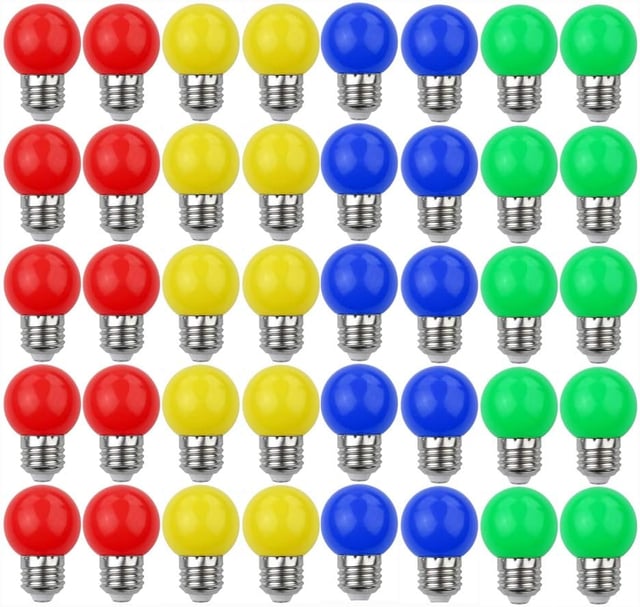 Ampoules LED Colorées E27 3W=30W Lumière Décorative et Design 240 Lumens AC220V-240V Lampe de Décoration Couleurs Mélangées - Paquet de 40
