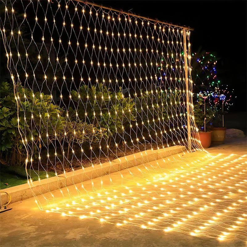 Filet Lumineux LED 2x2M Blanc chaud Chaîne lumineuse avec 8 modes Rideau lumineux de Noël intérieur extérieur 200 LEDs - 6