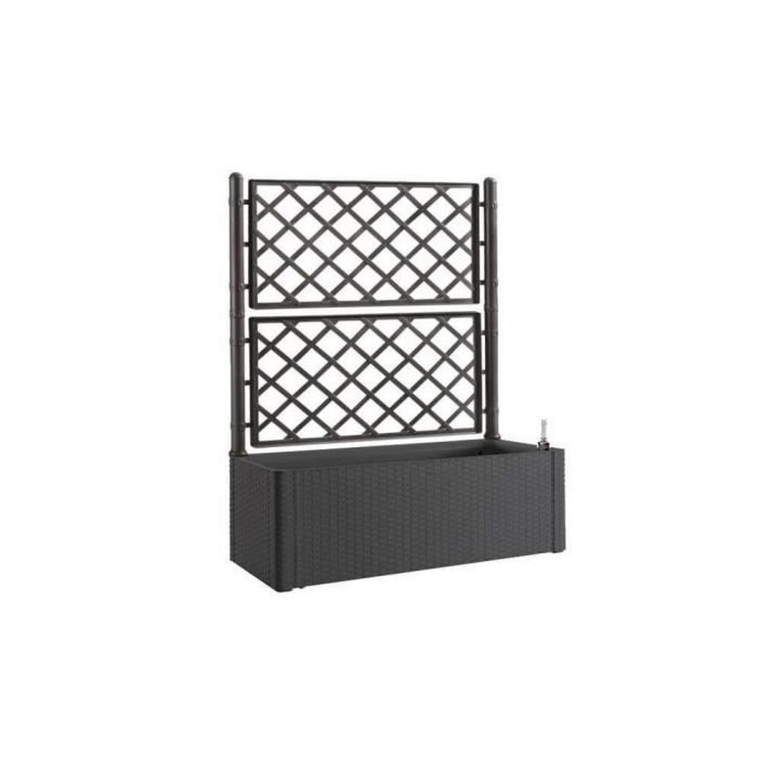 Bac à fleurs à réserve d'eau Natural Deluxe anthracite 100 x 43 x 142 cm + treillis - 2
