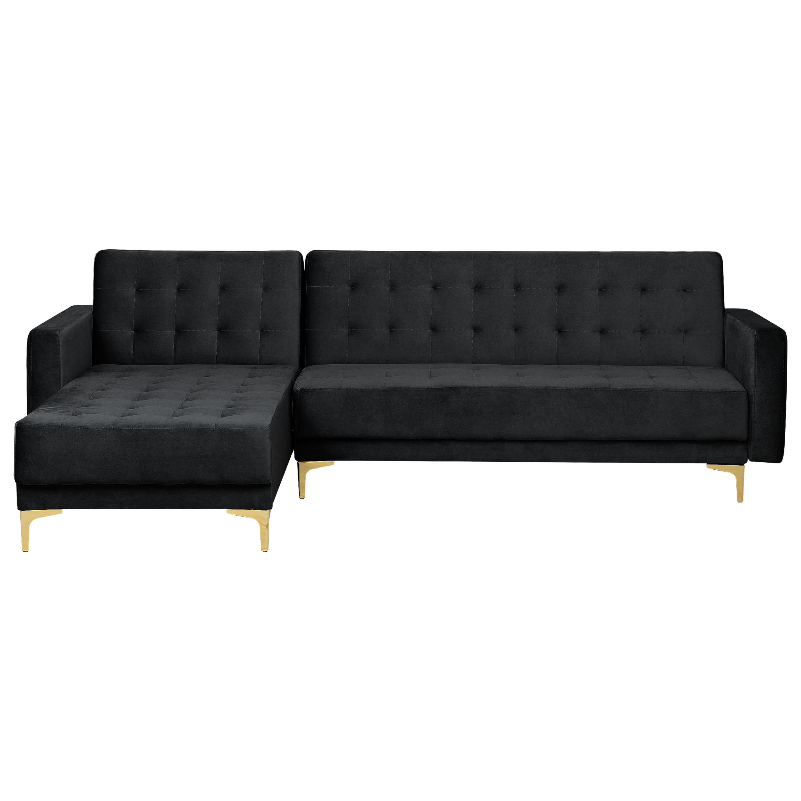 Canapé-lit Convertible 3 Places Inclinable Aberdeen En Velours Noir - Neuf - Beliani