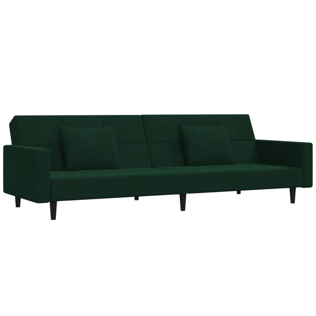 Sofá cama de 2 plazas moderno | cama para adulto con dos almohadas terciopelo verde oscuro cfw45308