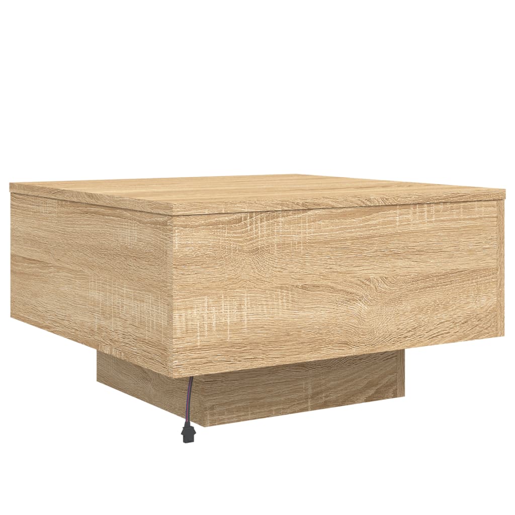 Mesa de centro con luces LED roble Sonoma 55x55x31 cm - 9