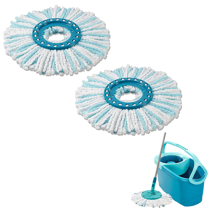 Kompatybilny z wymiennymi głowicami z mikrofibry do mopa Clean Twist Disc firmy Leifheit (2 sztuki) i wymiennymi frędzlami