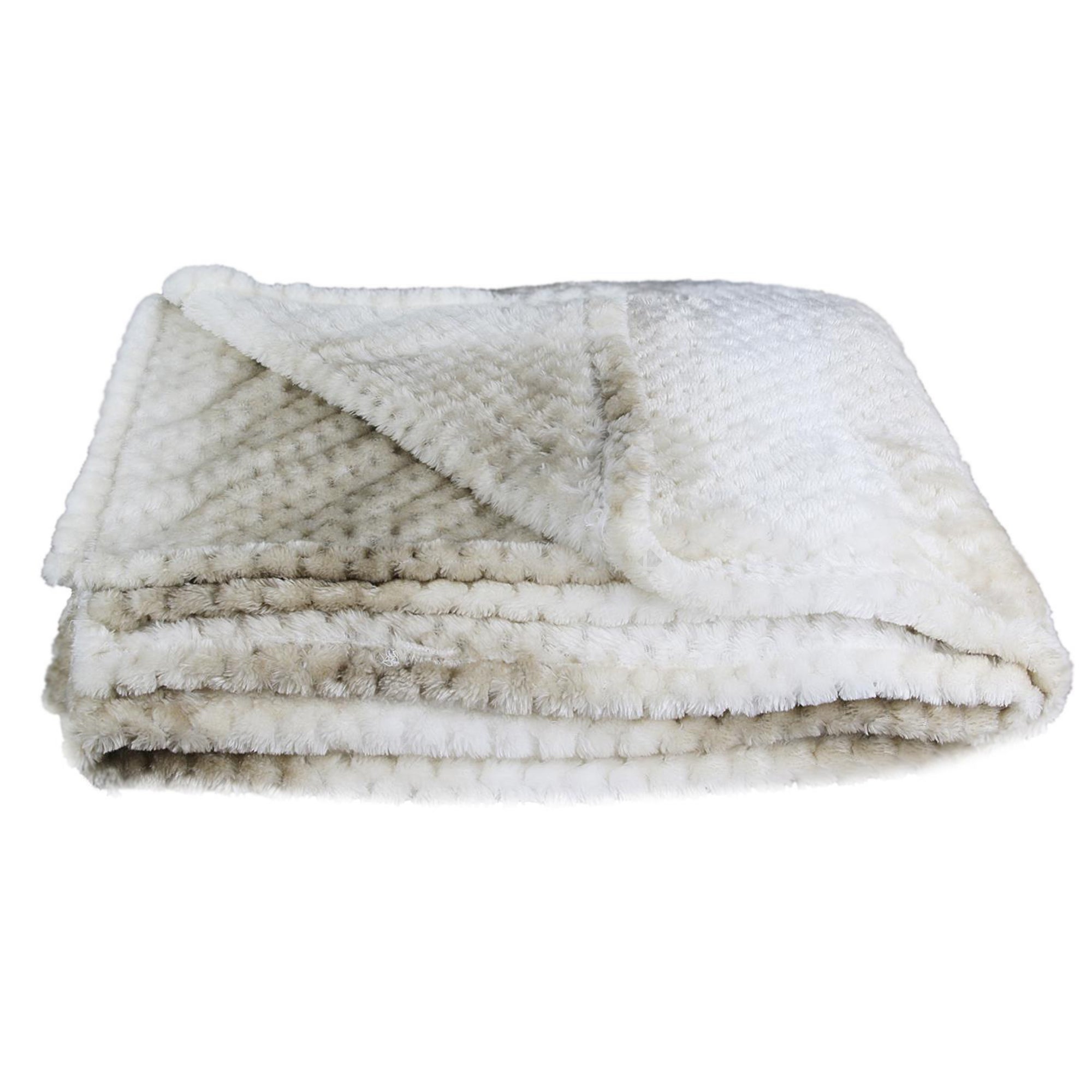 Plaid XXL en polyester 150x200 cm OURAL nid d'abeille dégradé de beige - 2