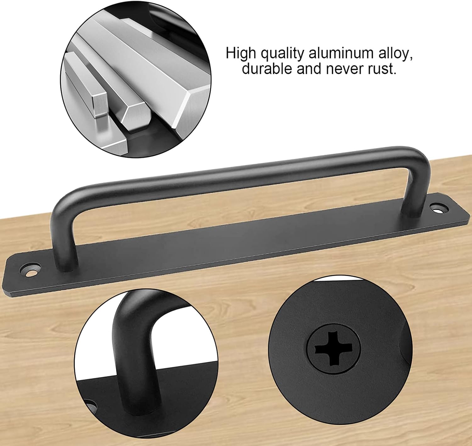 2 pièces Porte Fixes en Alliage D'Aluminium, Poignées de Porte Coulissantes, Poignées de Porte Robustes, Portes de Grange, Portes en Bois (Avec 4 vis) - 3