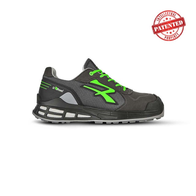 Sapatos de segurança EGON S1P SRC ESD de baixa potência - Preto/Verde, tamanho 38