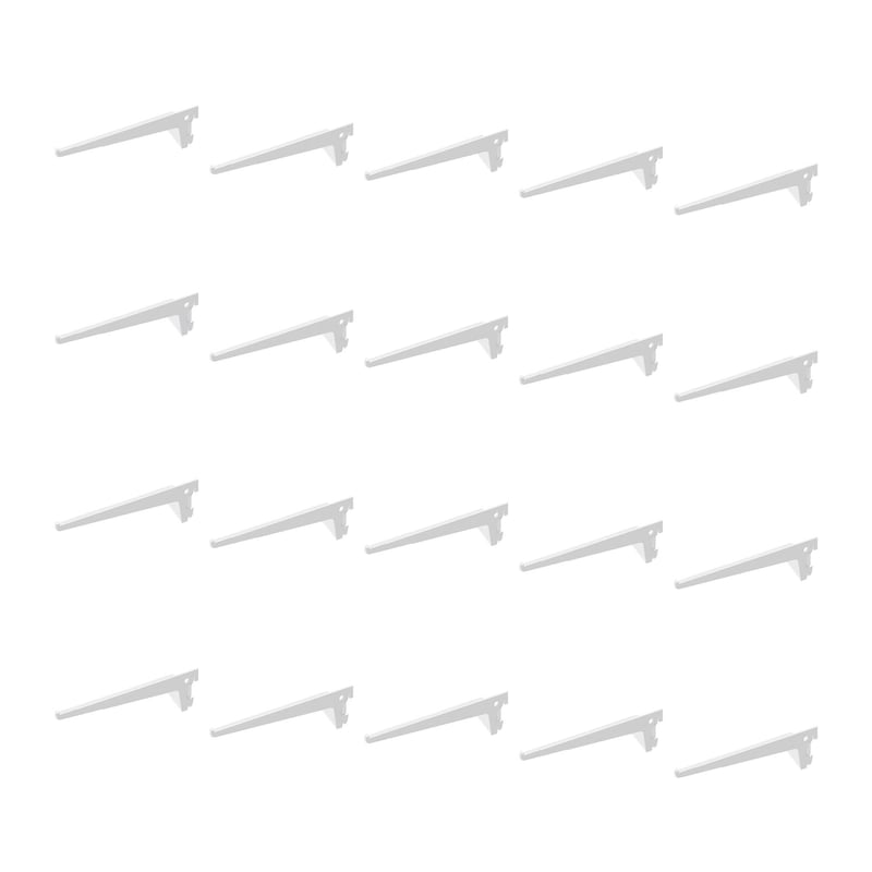 Emuca Pakiet 20 wsporników do półek drewnianych/szklanych, rozstaw profili 50 mm, długość 350 mm, Stal, Biały