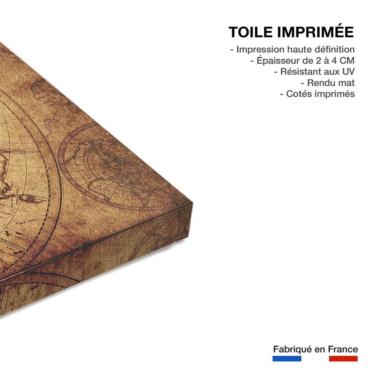 Tableau mappemonde ancienne - 90x60cm - 4