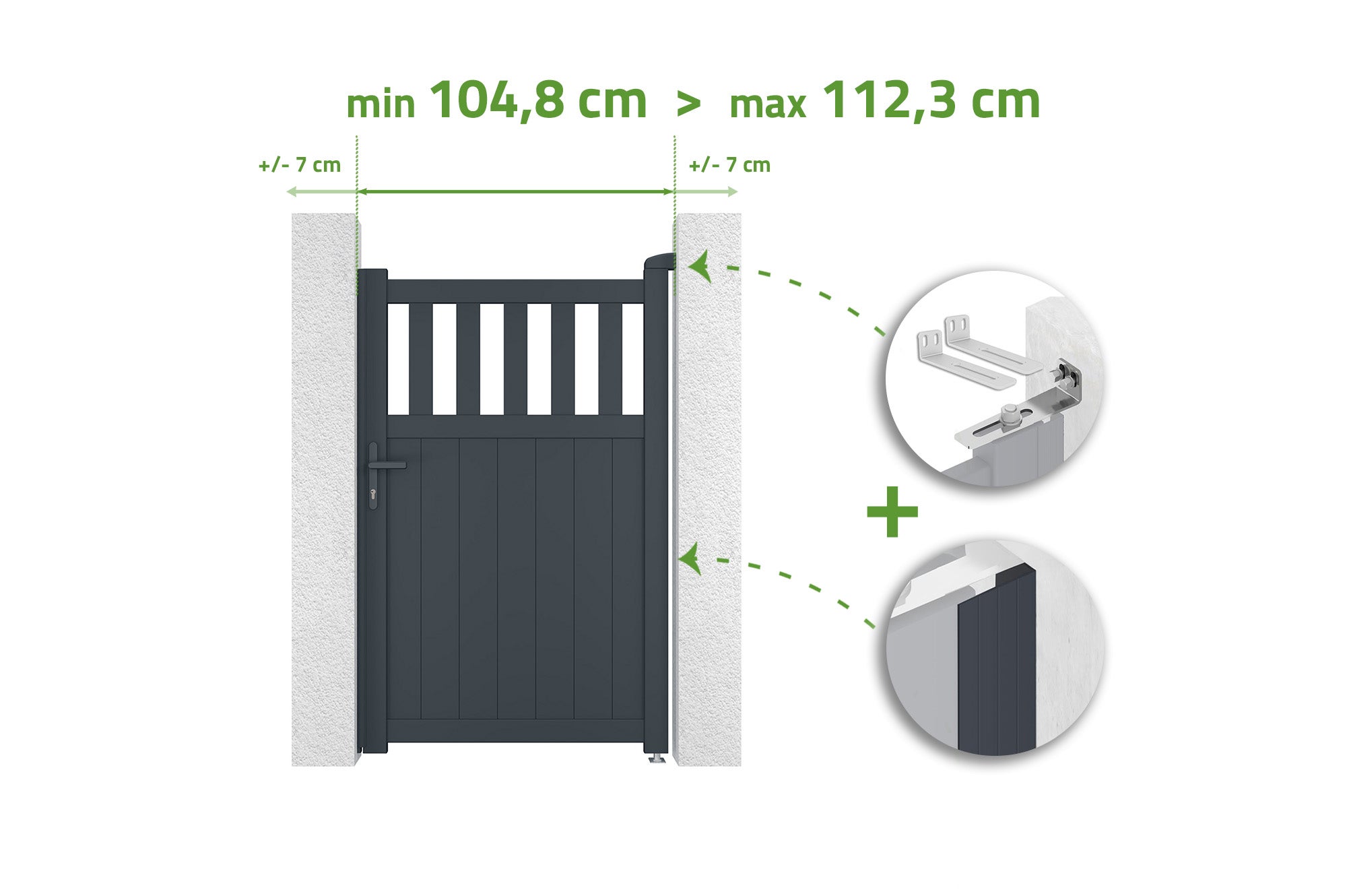 Brama regulowana szerokość 1m SANTIS H.160cm szare aluminium
