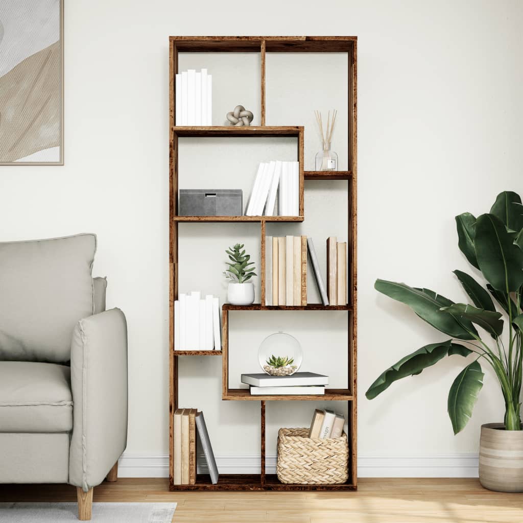 Étagère de rangement | Étagère séparatrice de pièce vieux bois 67x25x161,5 cm CFW24705 - 3