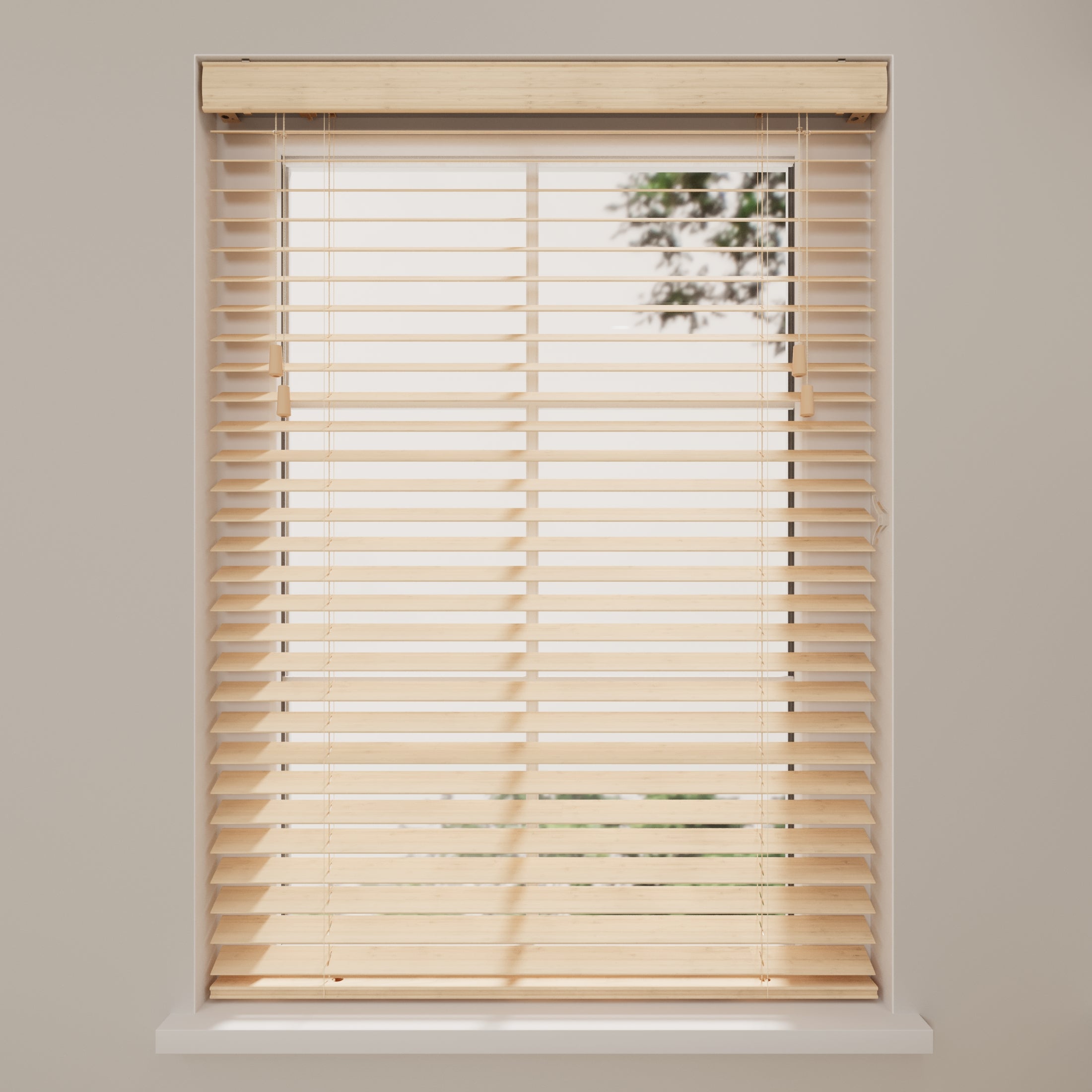 Radeco® Store Vénitien en Bois Essence 130 x 240 cm (LxH) - 50 mm - Naturel - Tailles de 50 à 250 cm de large - 2