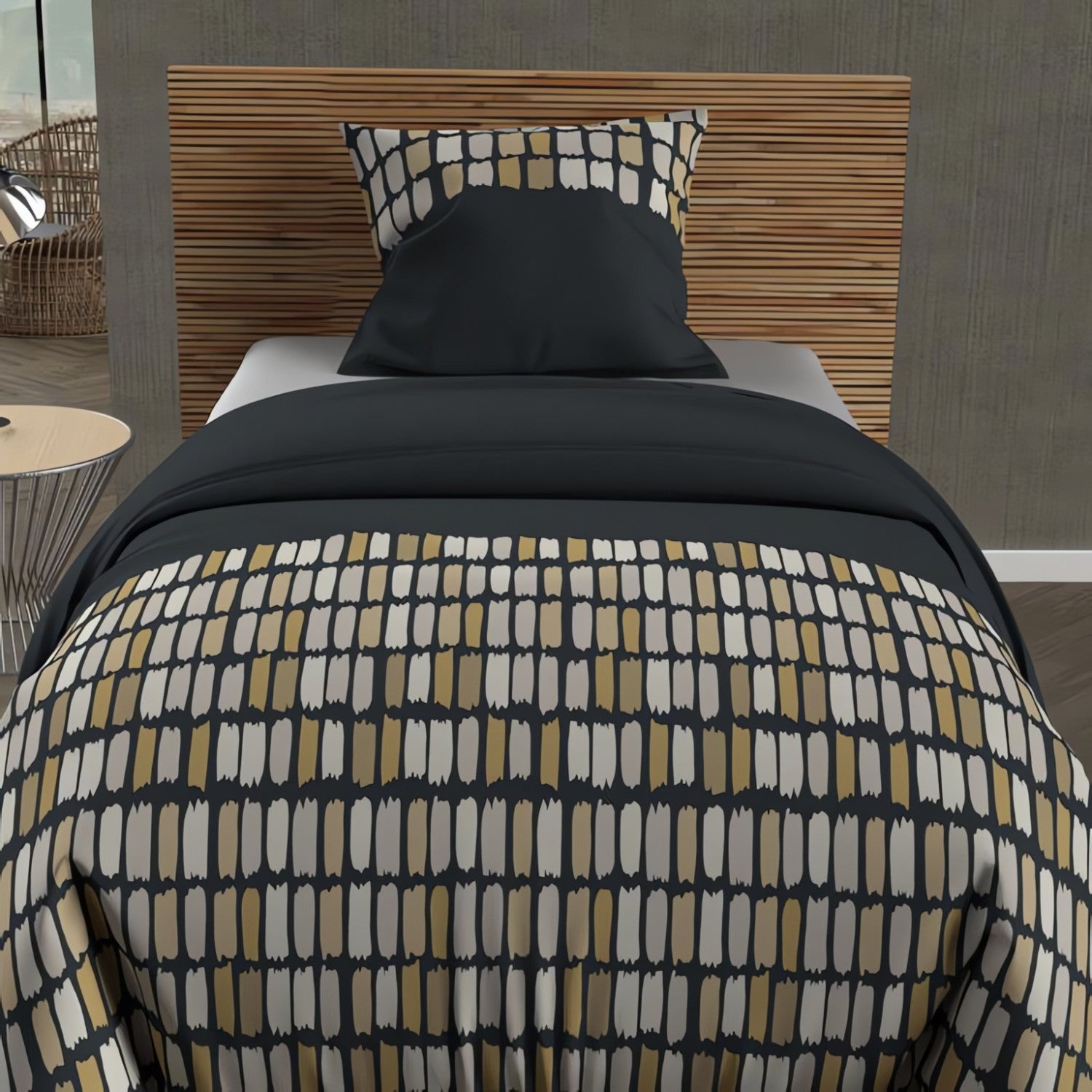 Ensemble couette et parure 5 Pièces FABIO gris pour lit en 90x190 cm, par Soleil d'ocre - 3