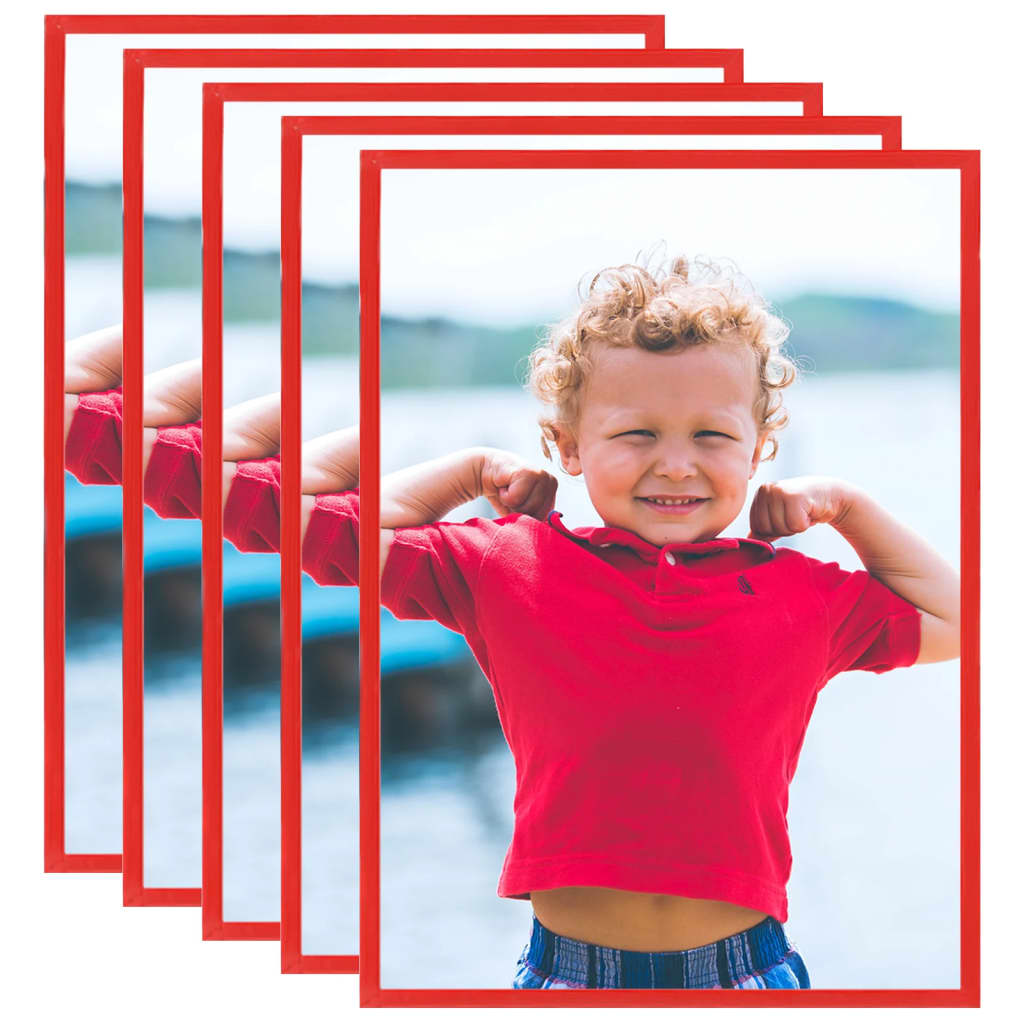 Maison exclusive - marcos de foto collage de pared o mesa 5 uds rojo mdf 70x90cm